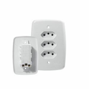 TOMADA 3 - 2P+T 10A 250V IDEALE BRANCO LINHA FACIL C/PLACA 4201 - PLUZIE