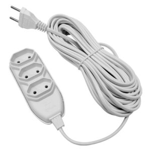EXTENSAO 3 VIAS 2P + T 250V CABO PP 3 MT BRANCO 8804 - PLUZIE