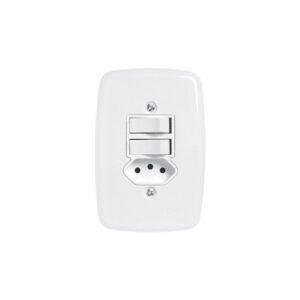 INTER 1 TECLA SIM + 1 TECLA PAR + TOM. 2P+T 10A 250V IDEALE BRANCO C/ PLACA 3221 - PLUZIE