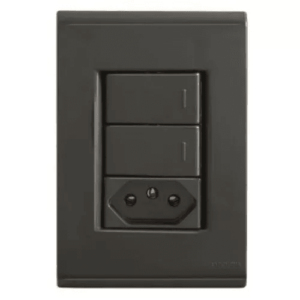 INTER 2 TECLA SIM + TOM. 2P+T 10A 250V CONJ 7821 MATIZ GRAFITE - PLUZIE