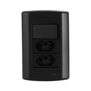 INTER 1 TECLA SIM + 2 TOM. 2P+T 10A 250V CONJ 7737 MATRIZ PRETO - PLUZIE