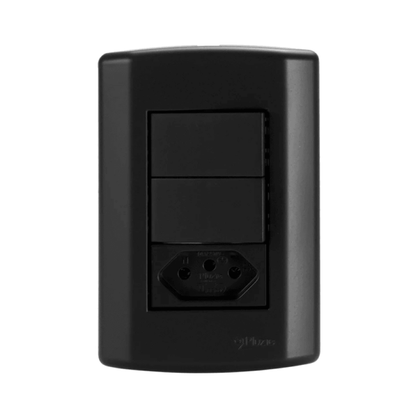 INTER 2 TECLA (1 SIM + 1 PAR + TOM. 2P+T 10A 250V CONJ 7723 MATRIZ PRETO - PLUZIE