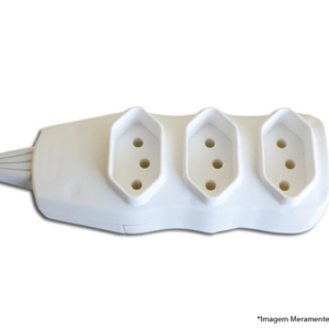 TOMADA EM BARRA 3 VIAS 2P + T 10A BRANCA 8820 - PLUZIE